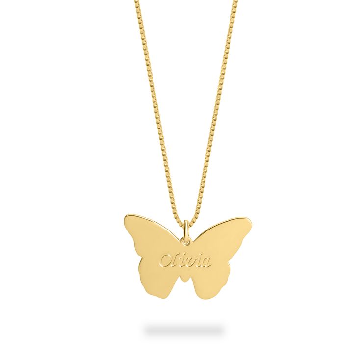 18K Gold Plated Butterfly Name Necklace