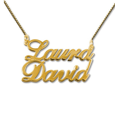 18K Gold Plated Two Name Necklace - K Charms