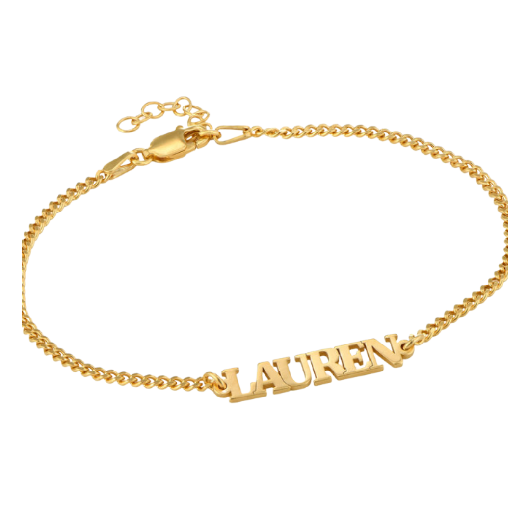 18k Gold Plated Thick Name Bracelet/Anklet