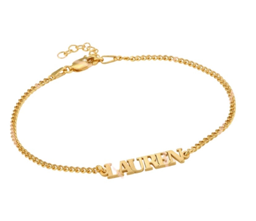 18k Gold Plated Thick Name Bracelet/Anklet