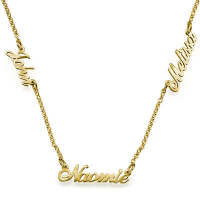 24k Gold Plated Triple Name Necklace