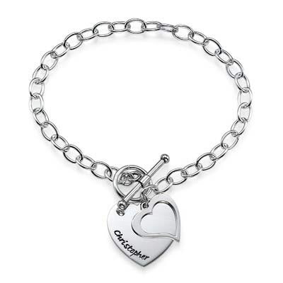 Double Heart Charm Name Bracelet - K Charms
