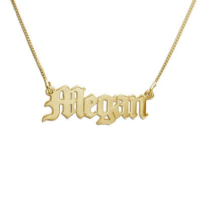 18k Gold Plated Old English Name Necklace - K Charms
