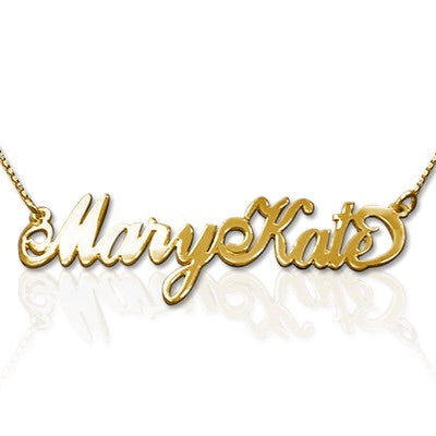 18K Gold Plated Double Name Necklace - K Charms